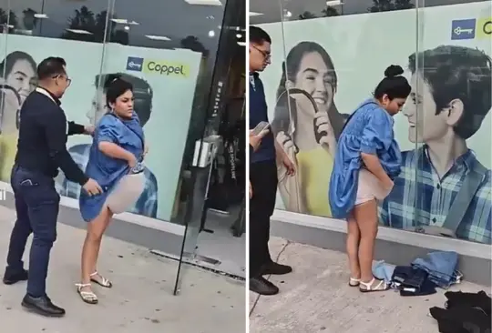 La mujer fue descubierta ´por los trabajadores de la tienda. La mujer fue descubierta ´por los trabajadores de la tienda.