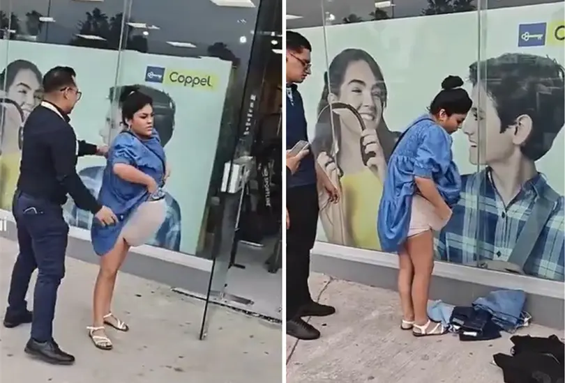 La mujer fue descubierta &acute;por los trabajadores de la tienda.