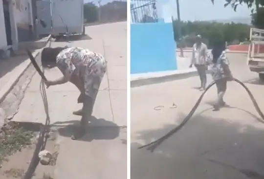 La mujer cortó el suministro de agua. La mujer cortó el suministro de agua.