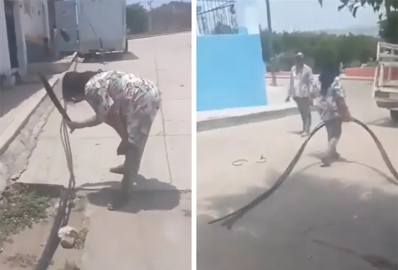 La mujer cortó el suministro de agua. La mujer cortó el suministro de agua.
