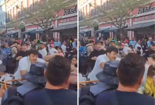 El momento en el que el vendedor de tamales los tiró al piso. El momento en el que el vendedor de tamales los tiró al piso.