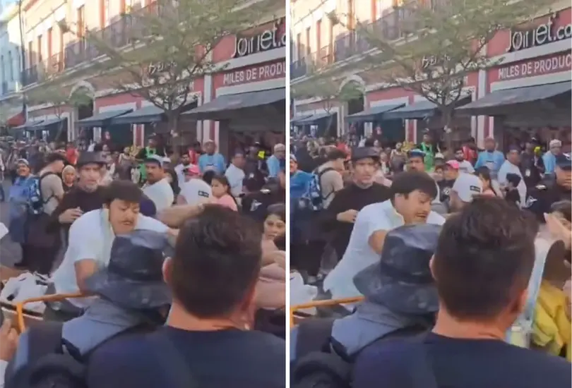 El momento en el que el vendedor de tamales los tiró al piso. El momento en el que el vendedor de tamales los tiró al piso.