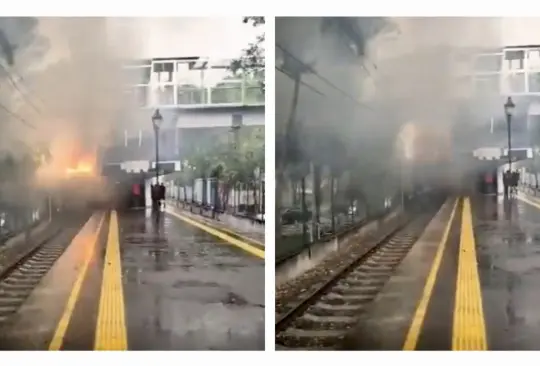 VIDEO | Caos en estación La Noria por incendio en Tren Ligero de CDMX VIDEO | Caos en estación La Noria por incendio en Tren Ligero de CDMX