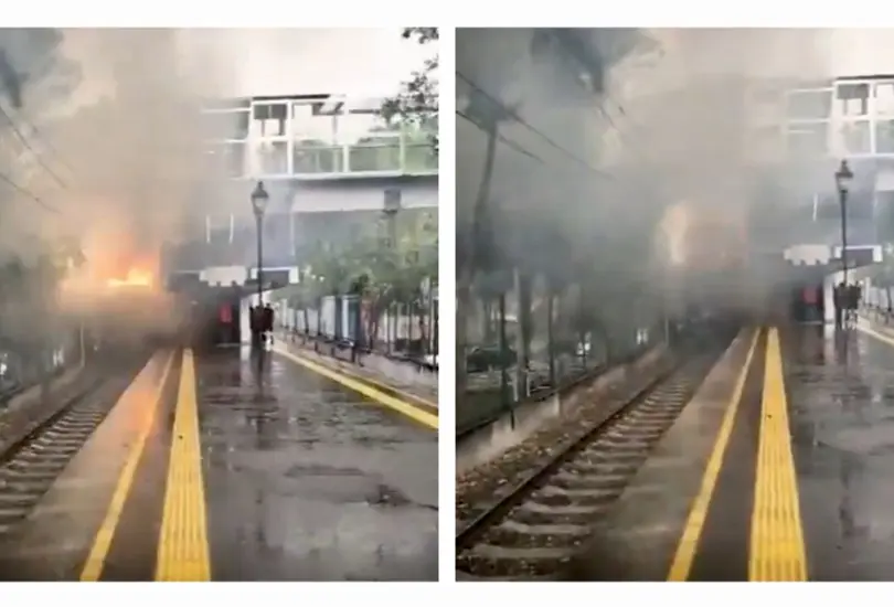 VIDEO | Caos en estaci&oacute;n La Noria por incendio en Tren Ligero de CDMX