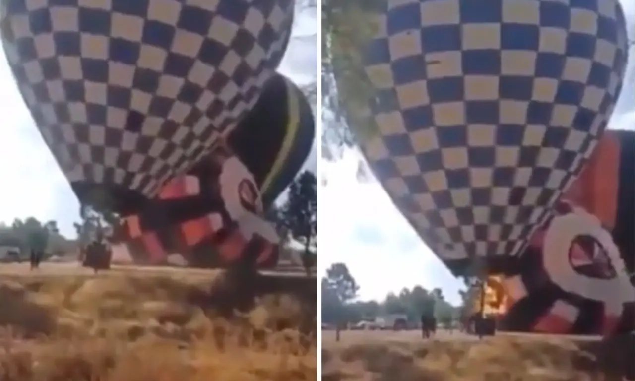  El momento exacto de la tragedia del globo aerostático en Zacatecas. 