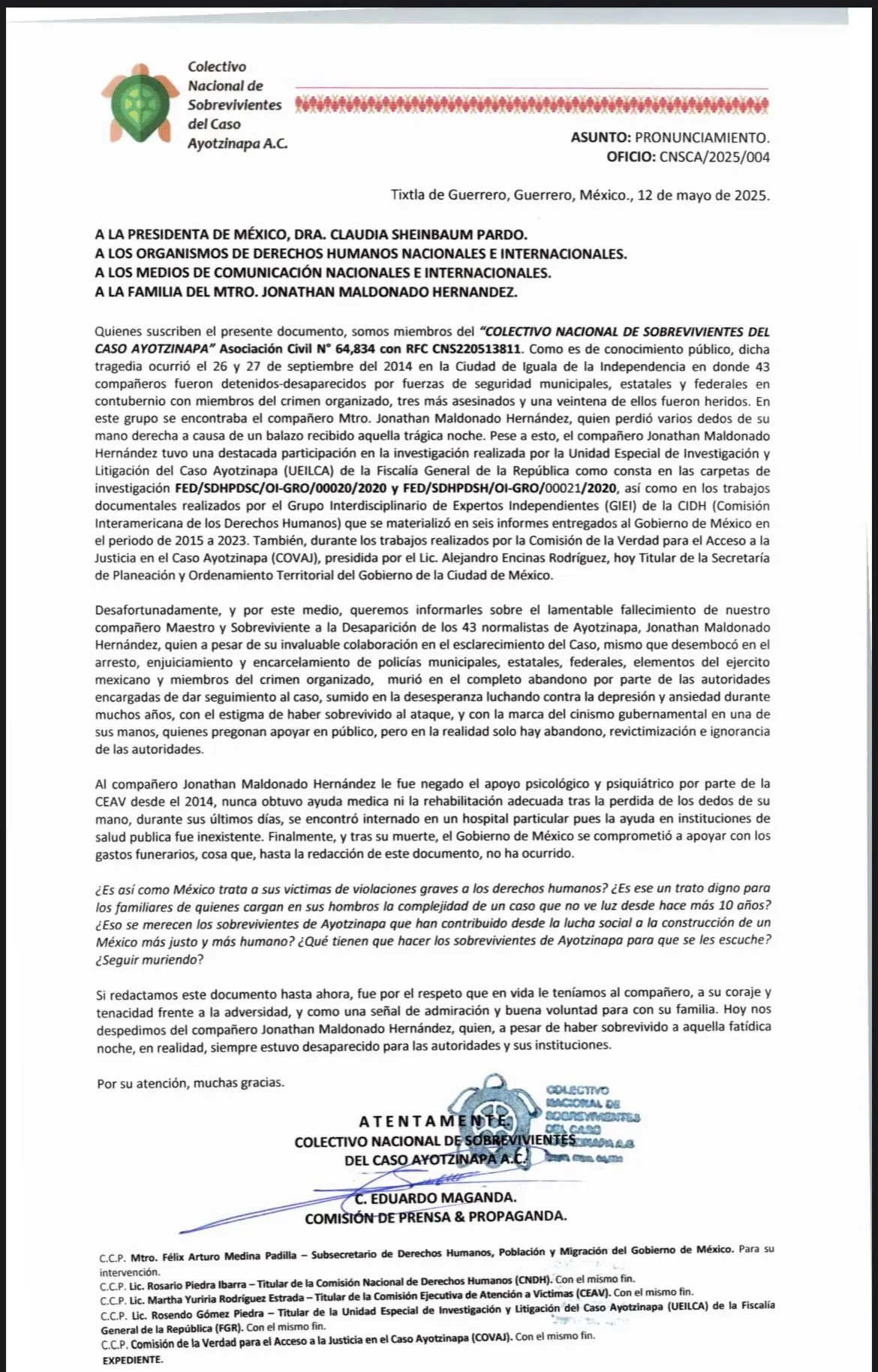Muere Jonathan Maldonado Hernández, joven que sobrevivió a la noche del 26 de septiembre de 2014 en Iguala, Guerrero Especial