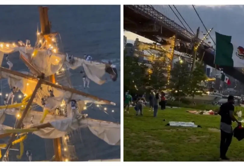 Difunden video de tripulantes heridos tras choque del buque Cuauht&eacute;moc en el puente Brooklyn
