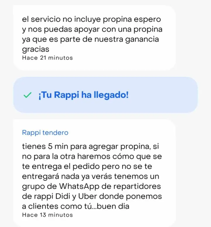 Repartidor de Rappi pide propina Redes sociales