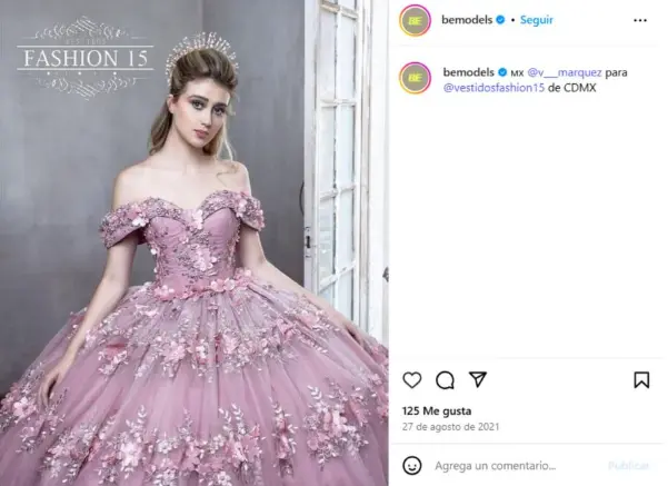 Valeria formó parte de campañas visuales como la de la firma "Vestidos Fashion 15". Instagram.