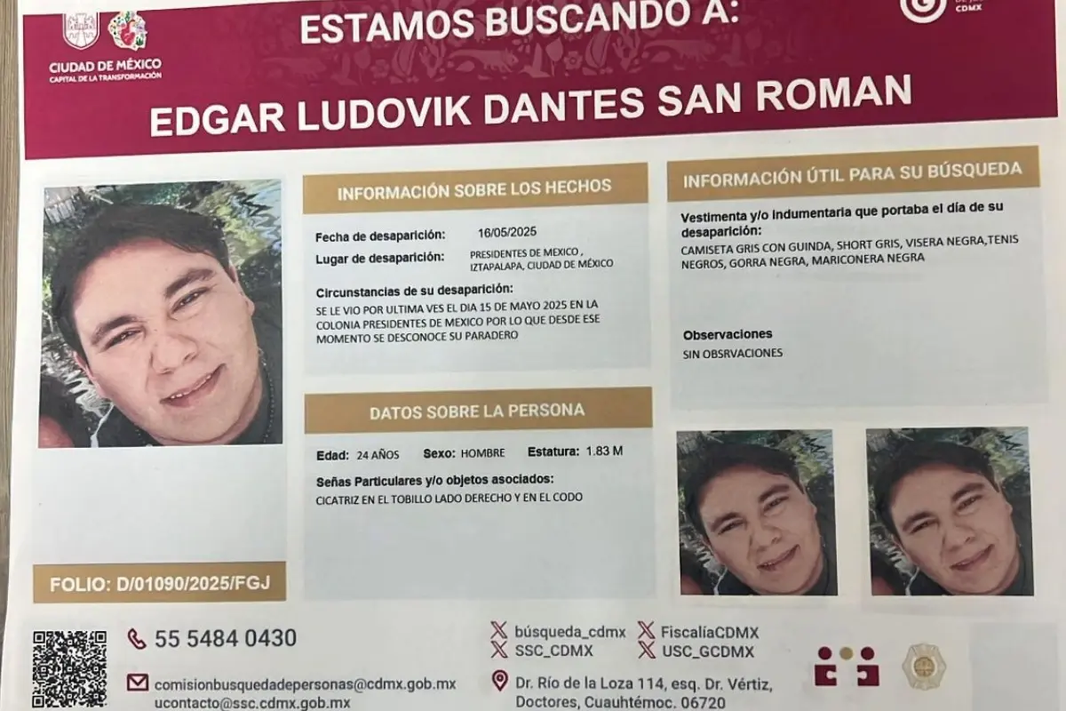 Desaparece joven Edgar Ludovik en Iztapalapa 