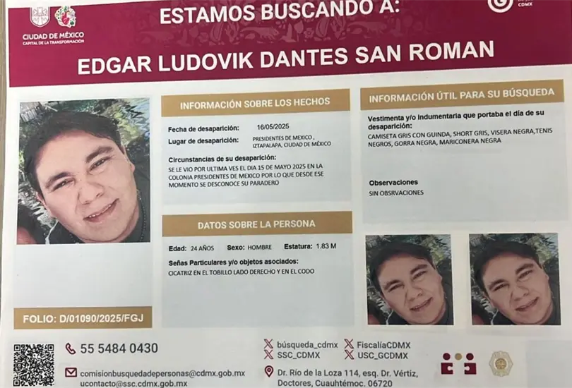 Desaparece joven Edgar Ludovik en Iztapalapa