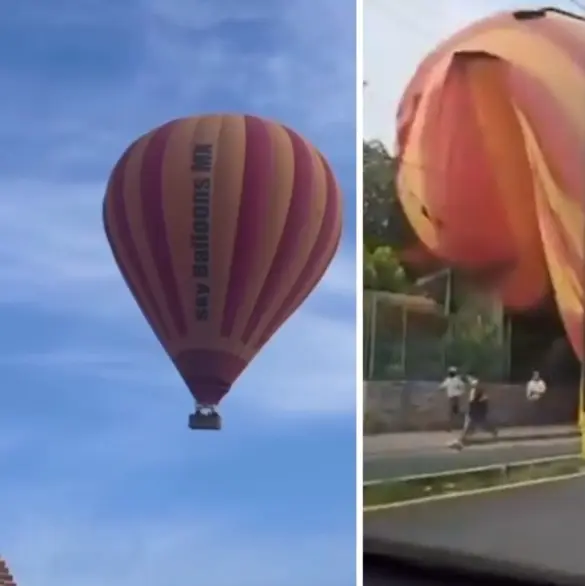 El momento en que se desplomó el globo aerostático en Teotihuacán con 14 personas
