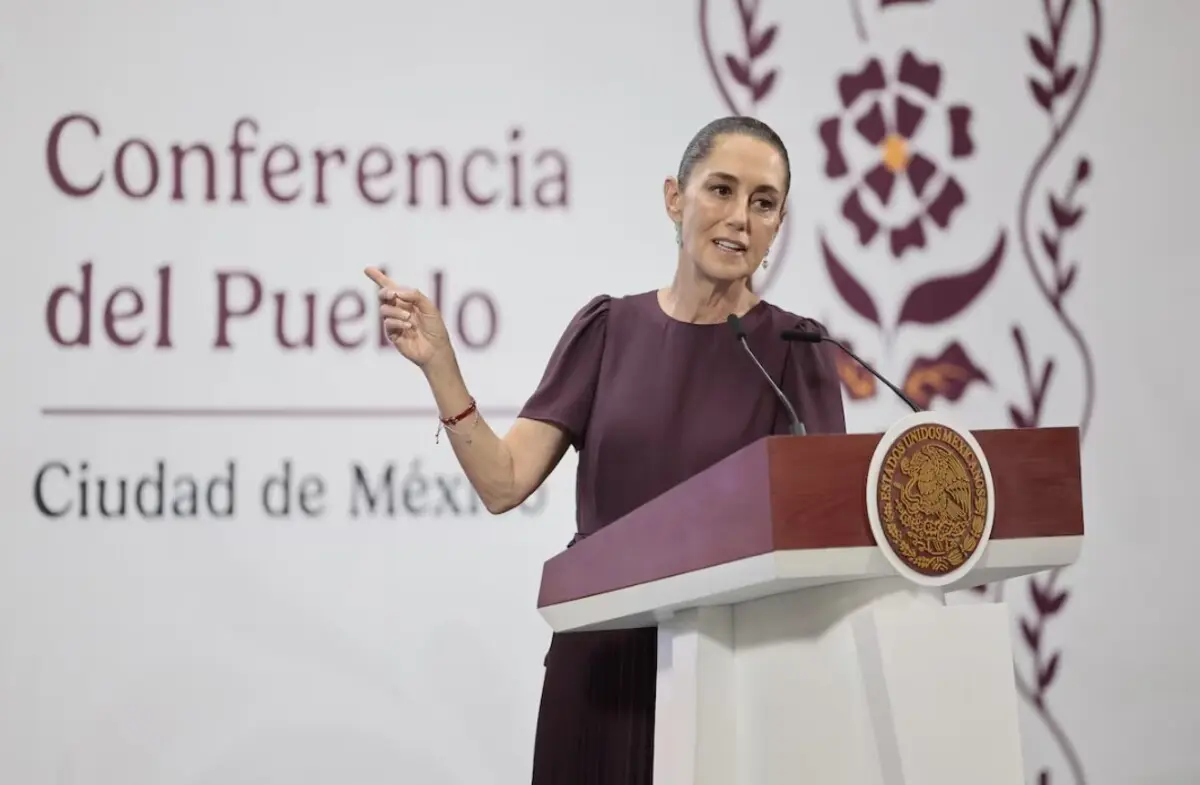  Claudia Sheinbaum en la Mañanera de este jueves, en Palacio Nacional. 