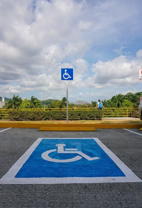 Los cajones sueles ser azules y con la figura de una persona sentada en una silla de ruedas. Especial.
