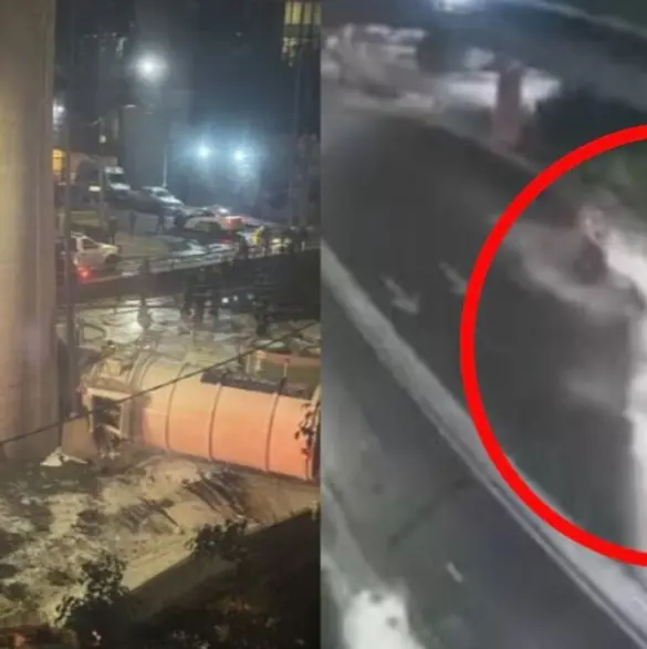 Captan momento exacto en que volcó una pipa de Pemex en Periférico