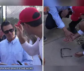 Ilusionista Daniel Fernández hace truco de magia callejera a Peña Nieto y así reacciona