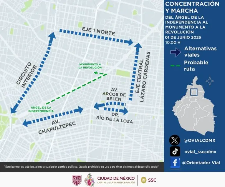 La marcha inició desde el Ángel de la Independencia. SSC.