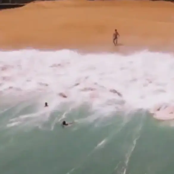 VIDEO: Ola gigante traga a turistas en playa de Acapulco