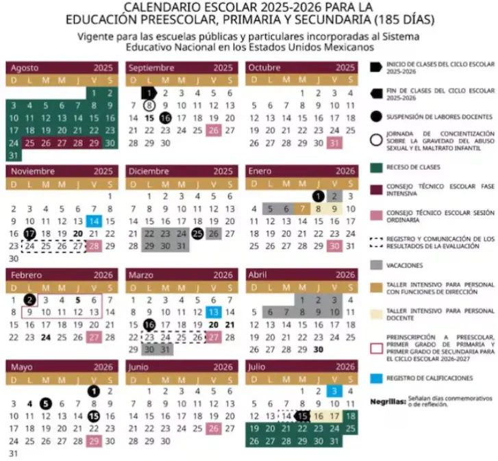 Este es el nuevo calendario de la SEP. SEP.