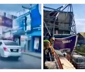 Fuertes vientos tiran espectacular en negocios de Ecatepec | VIDEO