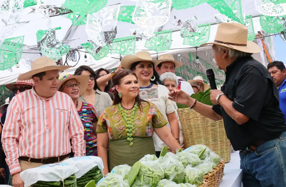Clara Brugada inaugura Feria del Nopal en CDMX y declara terrazas agrícolas patrimonio biocultural. Gob. CDMX