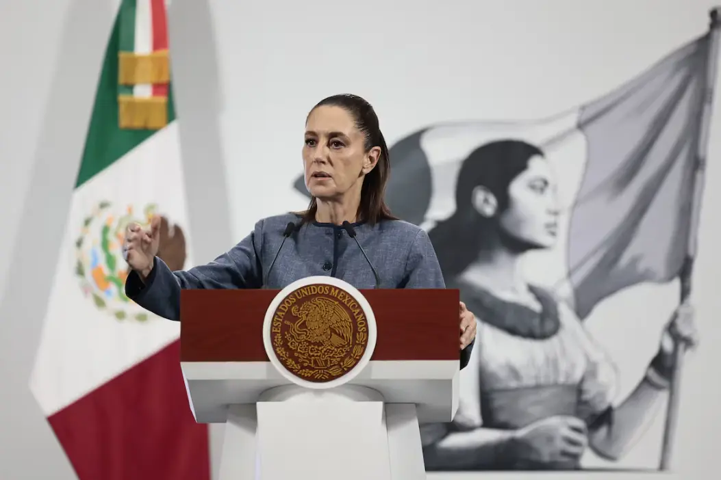Claudia Sheinbaum durante la conferencia de prensa matutina, en Palacio Nacional. Especial