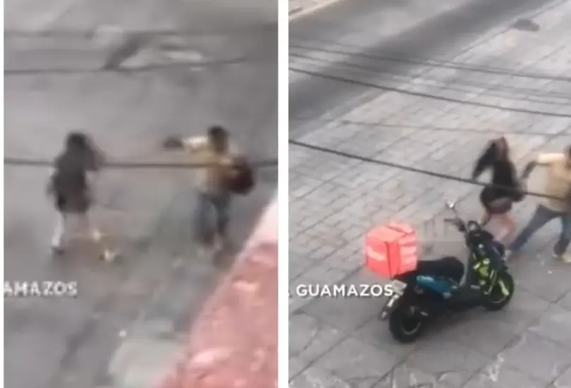 En el video se observa cómo descienden de una motocicleta y discuten. En el video se observa cómo descienden de una motocicleta y discuten.