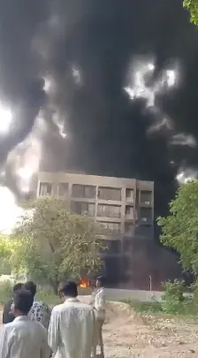 Las imágenes del siniestro captadas por residentes y medios locales muestran una densa columna de humo negro saliendo de los restos del avión. Captura de pantalla.