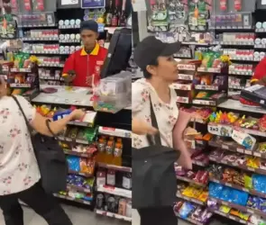 "Lady Recargas" agrede a empleados del Oxxo por no tener servicio 