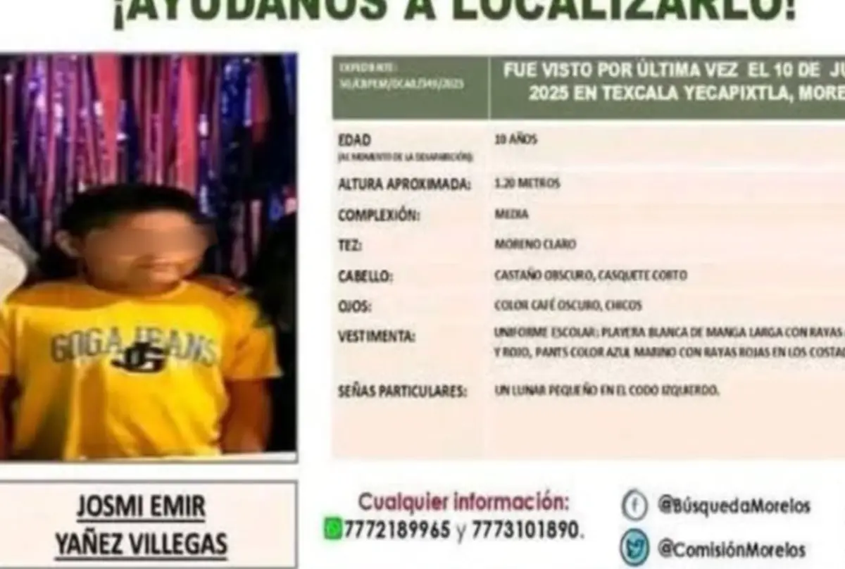  Josmi Emir fue visto por última vez el pasado 9 de junio. 