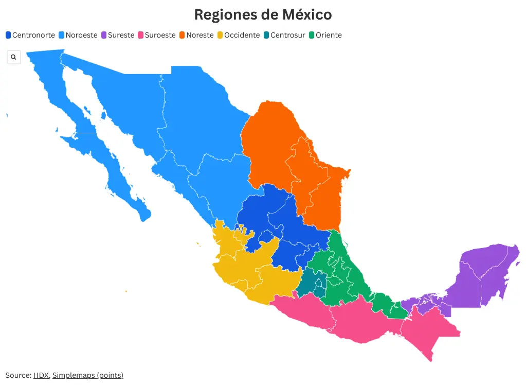 El mapa de las regiones en México. Mauricio Hernández | Quinto Poder.