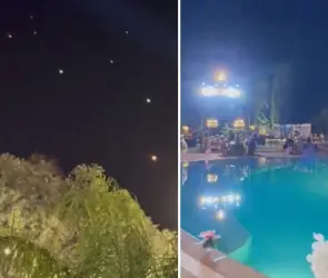 El plena celebración de una boda, captan misiles iraníes cruzando el cielo