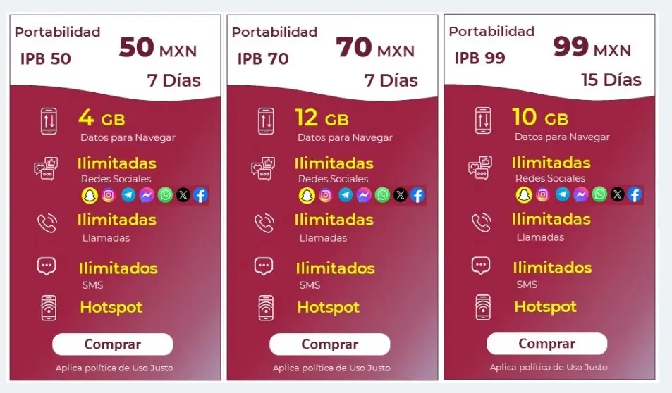 Existen muchas opciones de paquetes para tu celular. Internet para el Bienestar.