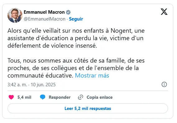El presidente Emmanuel Macron condenó el acto. X.