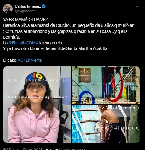 Berenice Silva, madre del pequeño Cruz volvió a ser madre, pero esta vez tras las rejas Especial