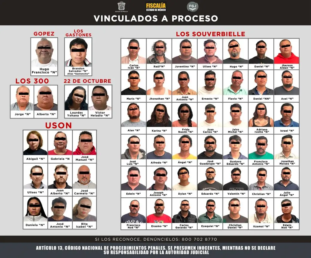 Detención y vinculación a proceso de 73 personas acusadas de despojo, extorsión y secuestro. Especial