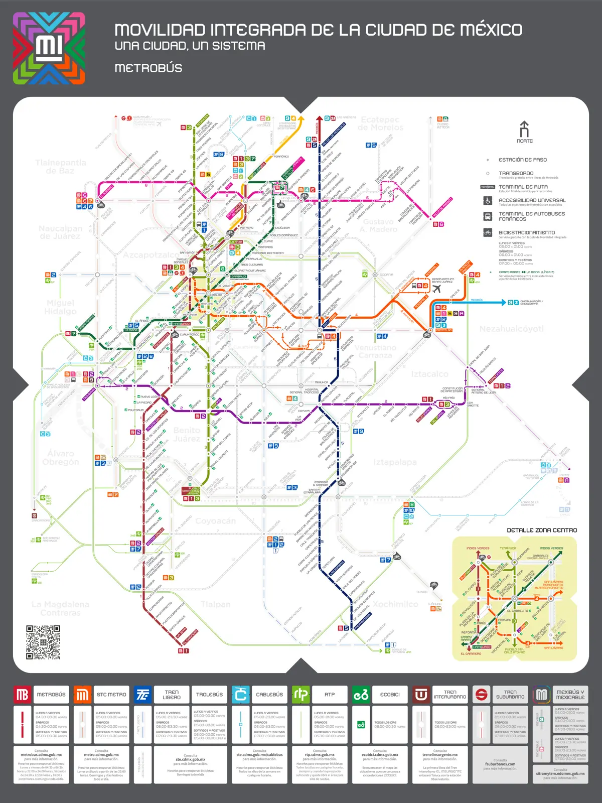 El mapa de las líneas del Metrobús. Metrobús.