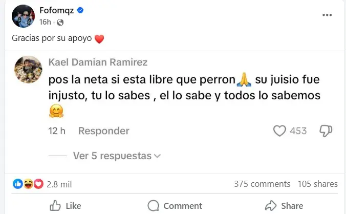 Fofo Márquez activo en redes Facebook