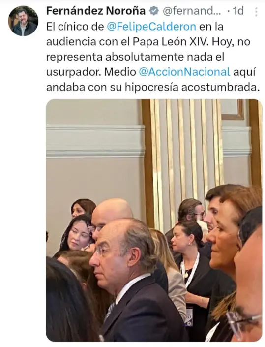 Criticó la presencia de Calderón en el Vaticano. X.