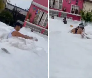 Hombre juega con espuma tóxica tras las lluvias en Edomex y termina en urgencias