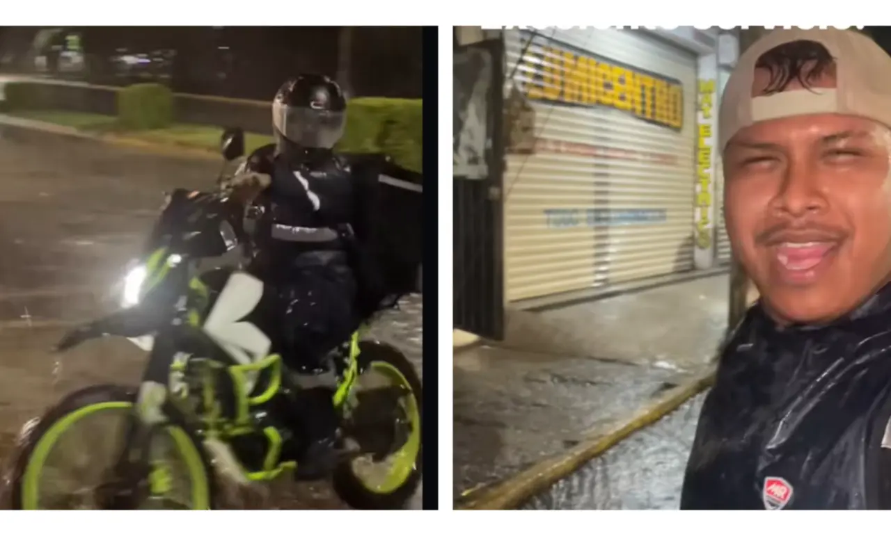  "¿Por qué no te hiciste un huevo?": repartidor se vuelve viral por entregar pizza con humor bajo la lluvia 