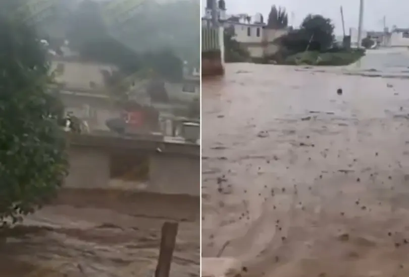 En la zona afectada también colapsó la barda de un kínder. En la zona afectada también colapsó la barda de un kínder.