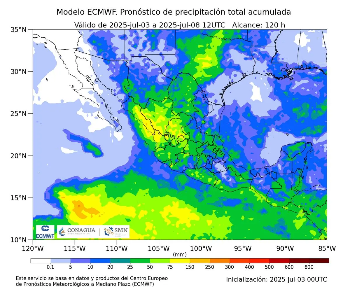 Lluvias en diversos estados del país Especial