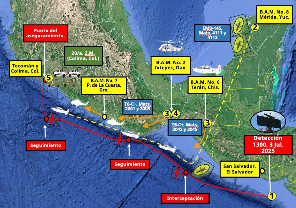 Harfuch detalló la ruta de la aeronave. X.