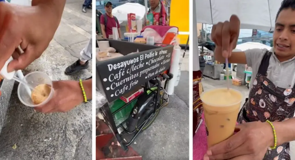 El joven vende café y pan en calles de la CDMX. Especial