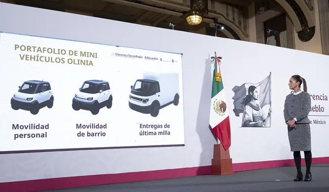 Los autos eléctricos Olinia comenzarán a venderse en 2026. Presidencia.