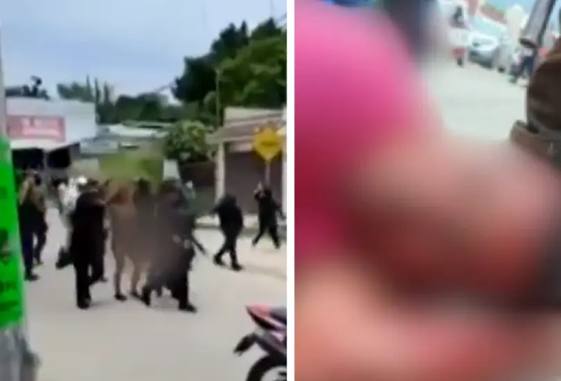 La turba enfurecida reaccionó con agresividad ante el presunto robo. La turba enfurecida reaccionó con agresividad ante el presunto robo.