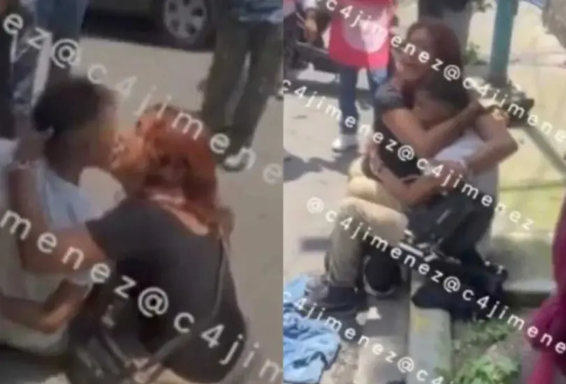 La mujer lloró y suplicó a los policías que no se llevaran a su novio. La mujer lloró y suplicó a los policías que no se llevaran a su novio.