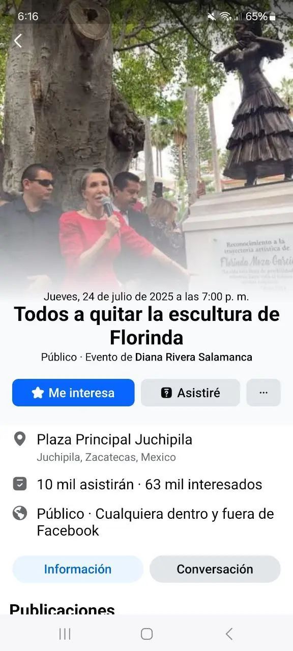 El evento fue creado en Facebook. Facebook.