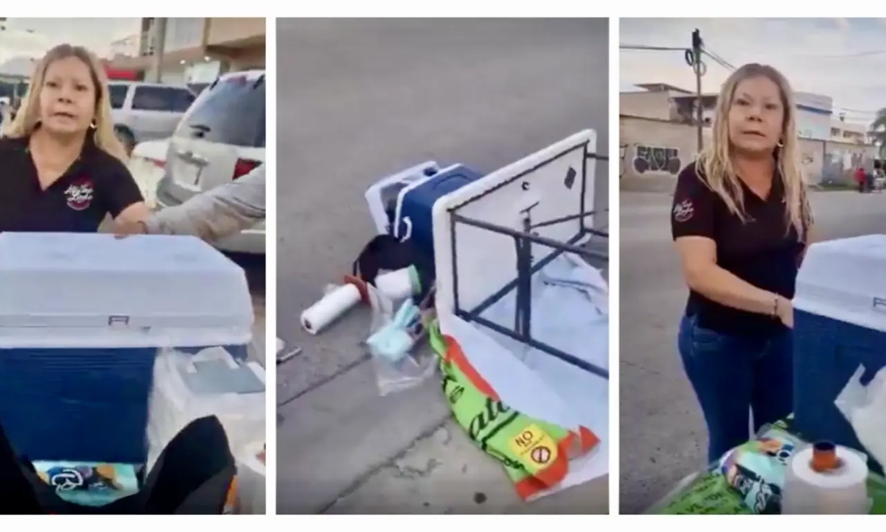  Mujer tira puesto de tamales porque no podía sacar su auto del estacionamiento 